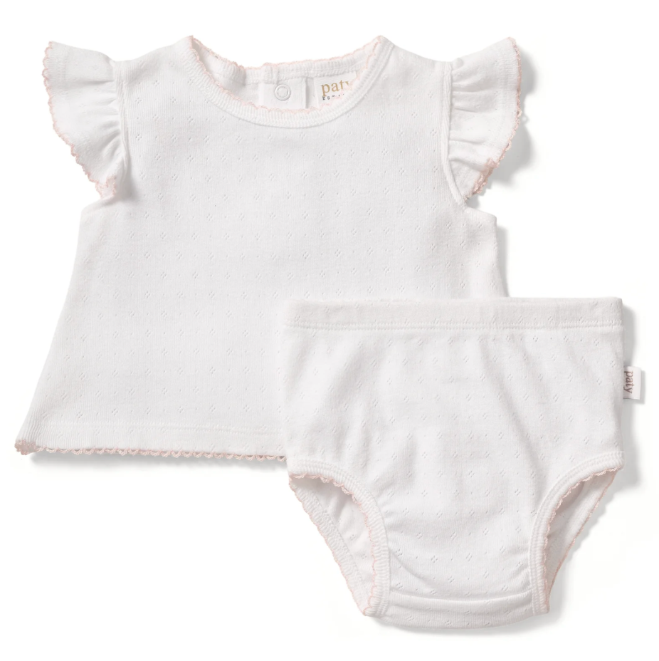 Paty Organic Cotton Pointelle Girls Diaper Set - 3 week TAT