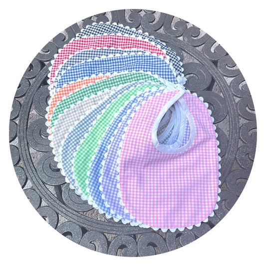 Gingham Baby Bib With Ric Rac