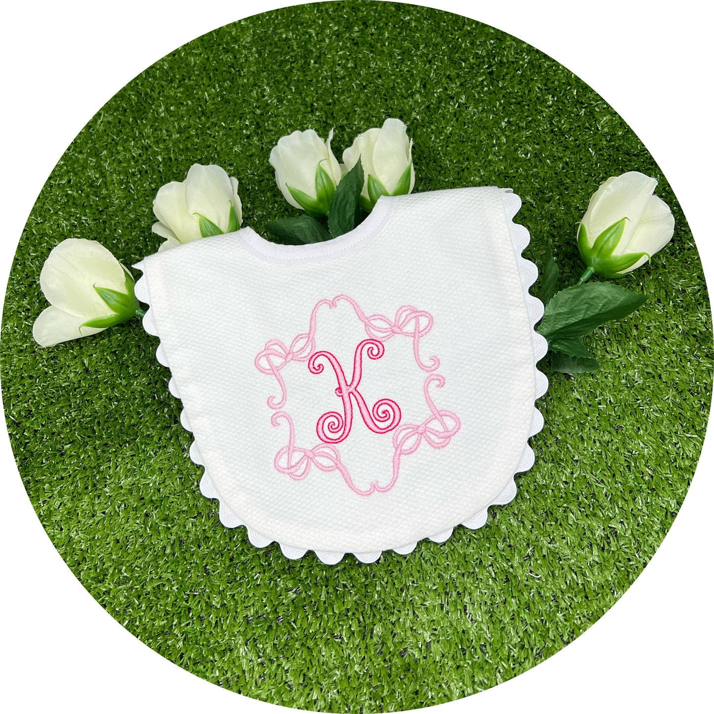 White Cotton Pique Baby Bib