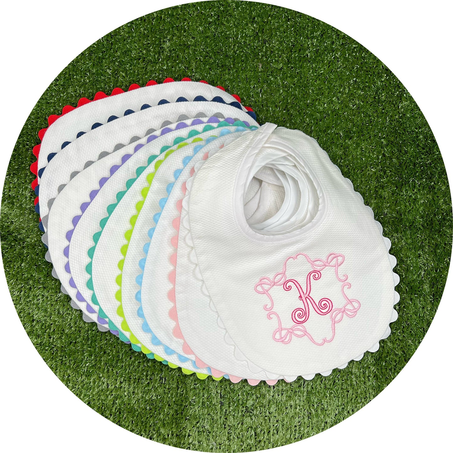 White Cotton Pique Baby Bib