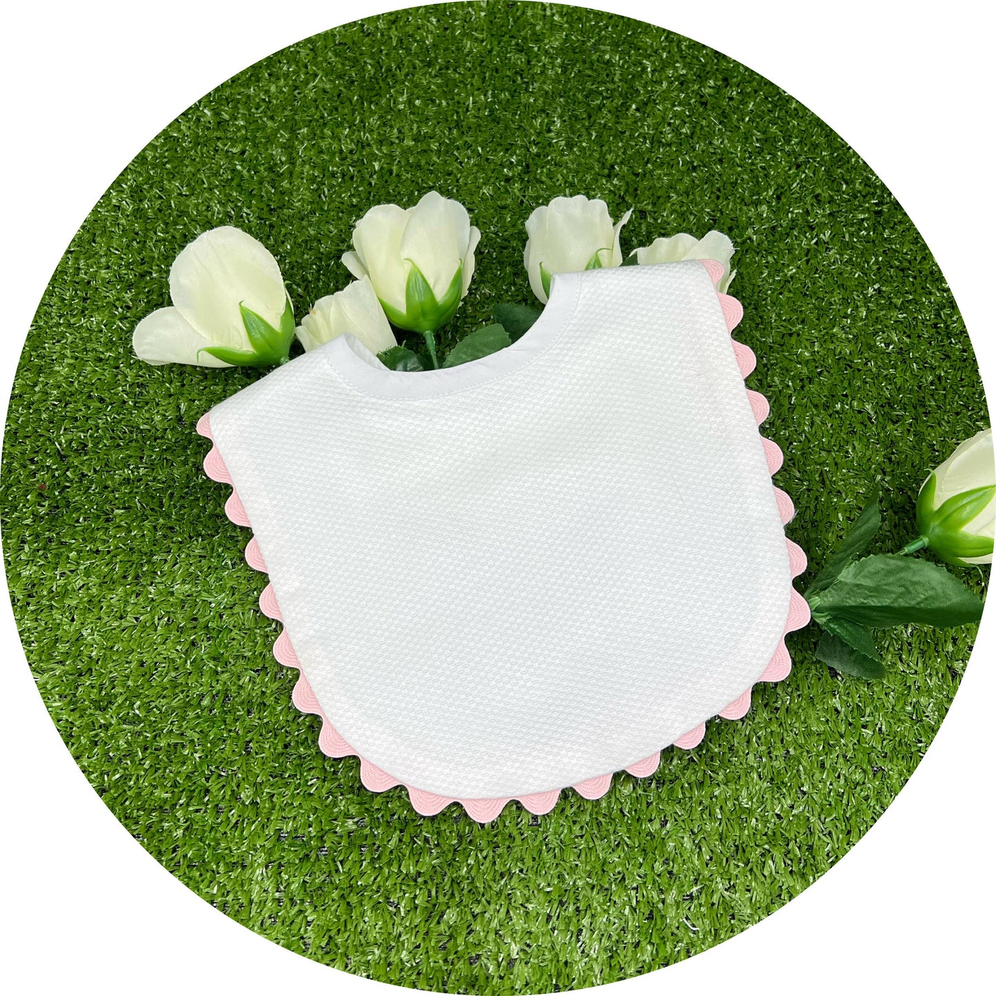 White Cotton Pique Baby Bib
